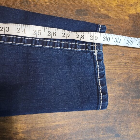 Maurices Jeans Sz 20 Skinny Mid Rise Dark Wash Thick Stitch Embellished Stretch - Picture 8 of 10